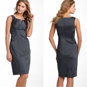 Adrianna Papell Metallic Gunmetal Taffeta Ruched Sleeveless Cocktail Dress 6
